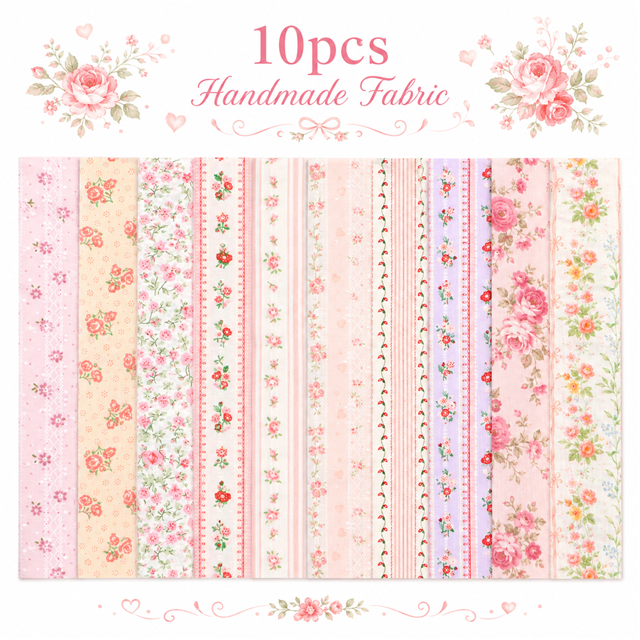 stripe floral series sliced fabric set (10 styles/set,each size:6.3*50cm(2-1/2*19.7