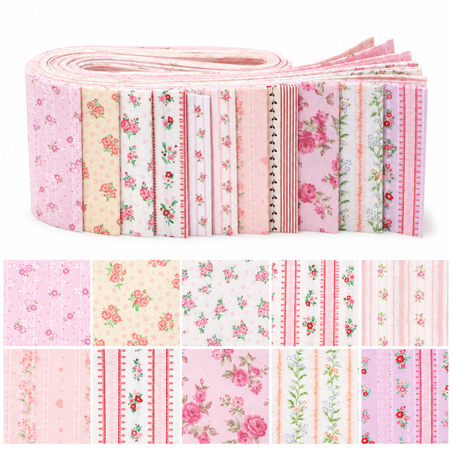 stripe floral series sliced fabric set (10 styles/set,each size:6.3*50cm(2-1/2*19.7