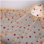 glitter autumn double color maple leaf mesh fabric