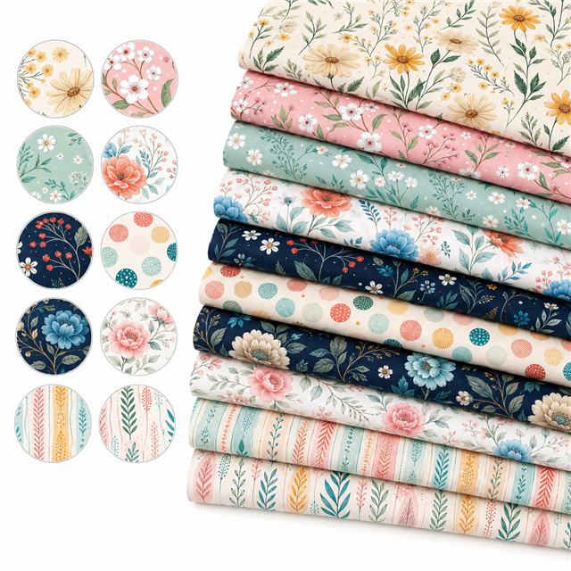 polyester cotton flower series polyester cotton sliced fabric set