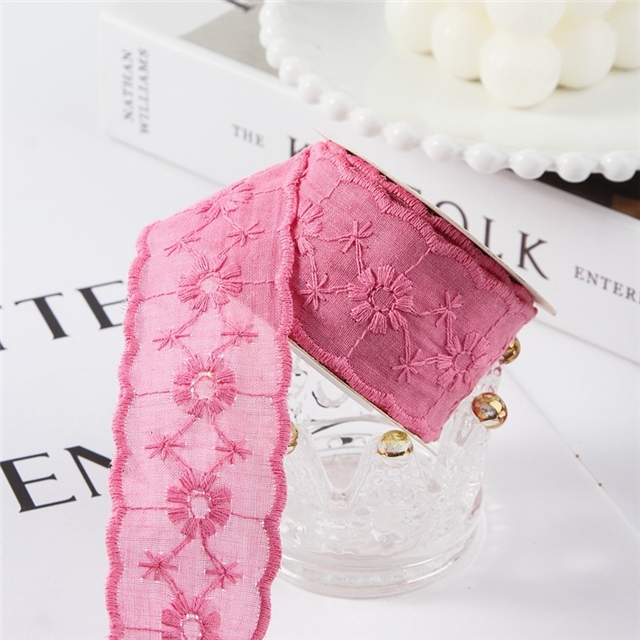 polyester lace bow daisy embroidery woven ribbon