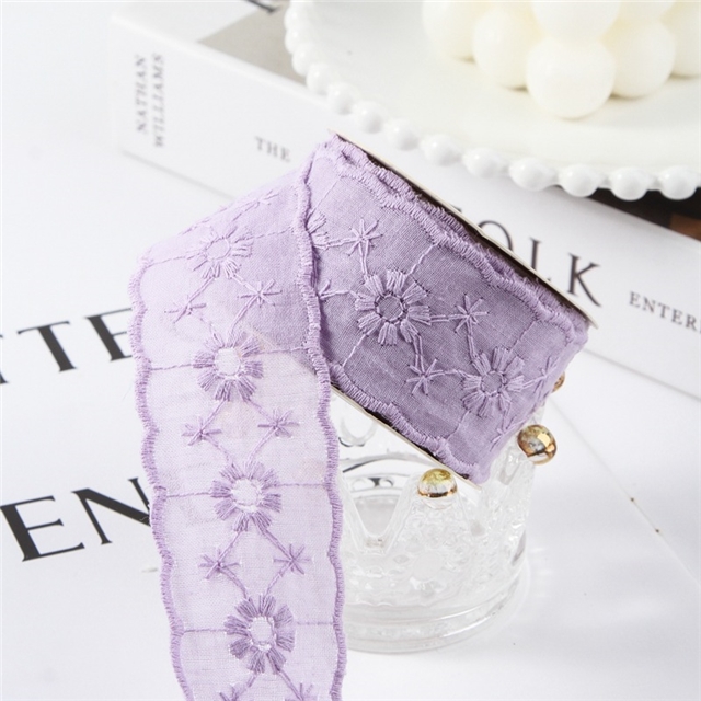 polyester lace bow daisy embroidery woven ribbon