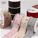 bud edge fuzzy dot bow printed ribbon