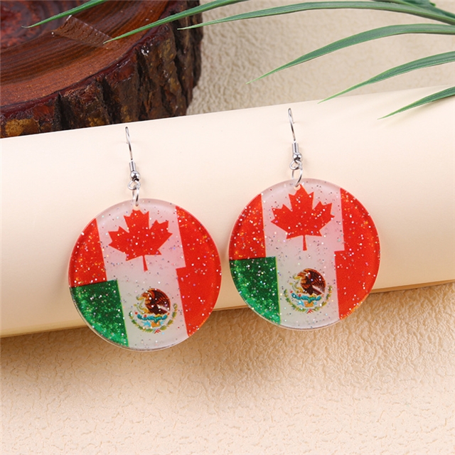 acrylic USA-Canadian Cup ball game flag element acrylic earrings