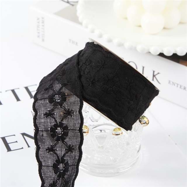 polyester lace bow daisy embroidery woven ribbon