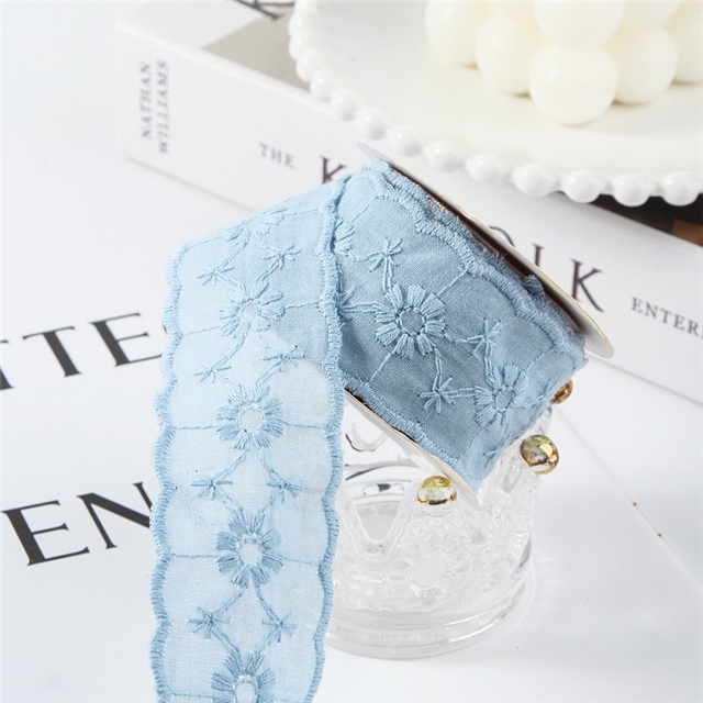 polyester lace bow daisy embroidery woven ribbon