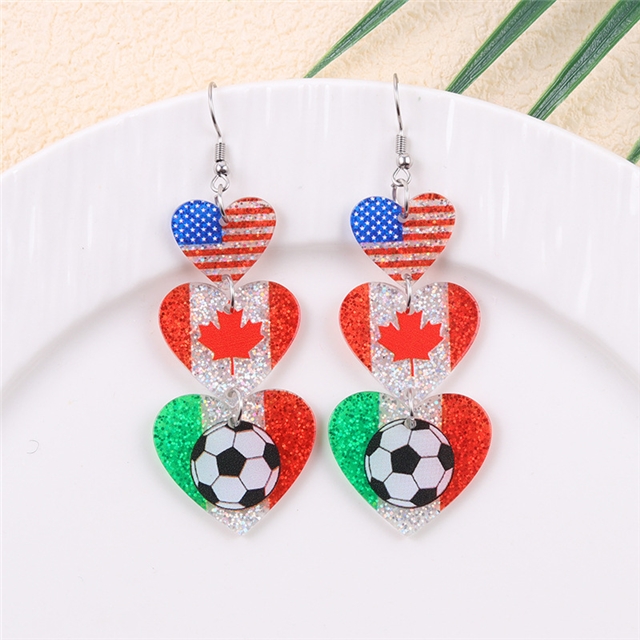 acrylic USA-Canadian Cup ball game flag element acrylic earrings