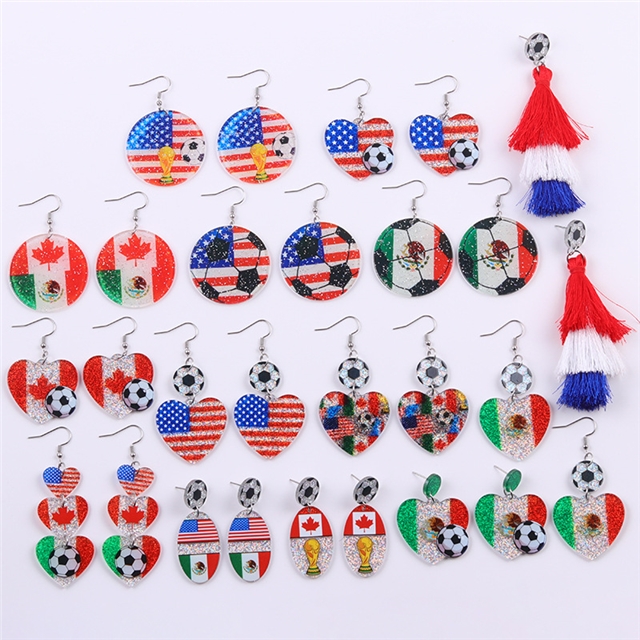 acrylic USA-Canadian Cup ball game flag element acrylic earrings