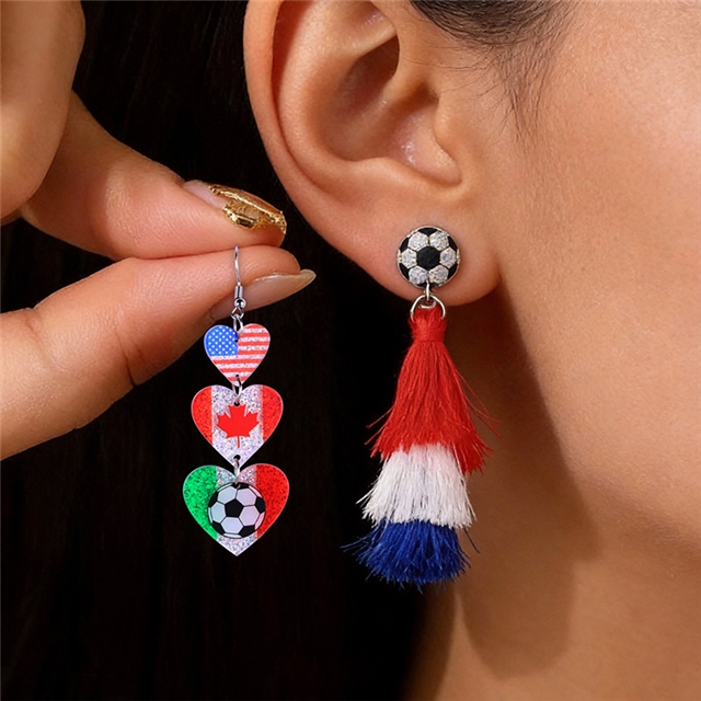 acrylic USA-Canadian Cup ball game flag element acrylic earrings