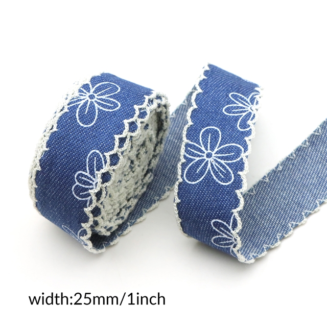 hook edge printed denim webbing
