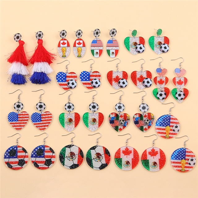 acrylic USA-Canadian Cup ball game flag element acrylic earrings