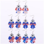 USA-Canadian Cup football bow acrylic earrings