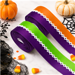 32mm halloween series satin center moon ribbon（5yard/roll）