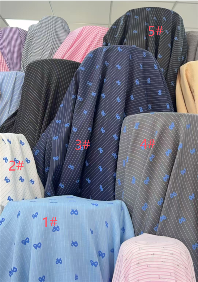 printed bow striped yarn dyed fabric