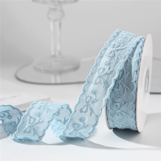 polyester lace bow daisy embroidery woven ribbon