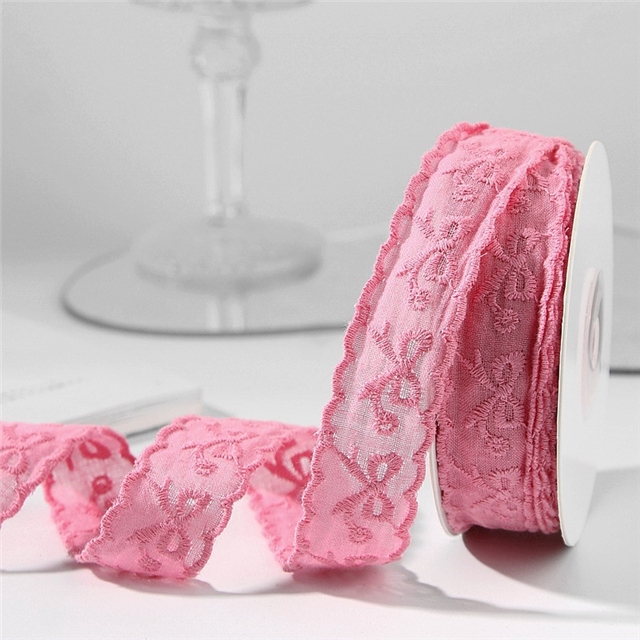 polyester lace bow daisy embroidery woven ribbon