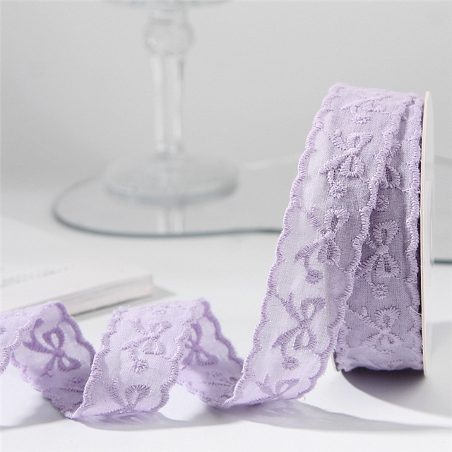 polyester lace bow daisy embroidery woven ribbon