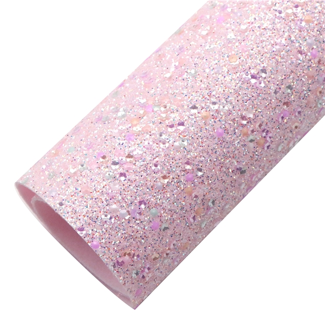 synthetic leather chunky colorful glitter sequins flower faux leather