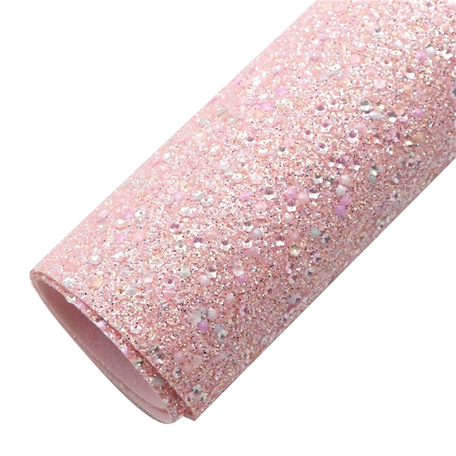 synthetic leather chunky colorful glitter sequins flower faux leather