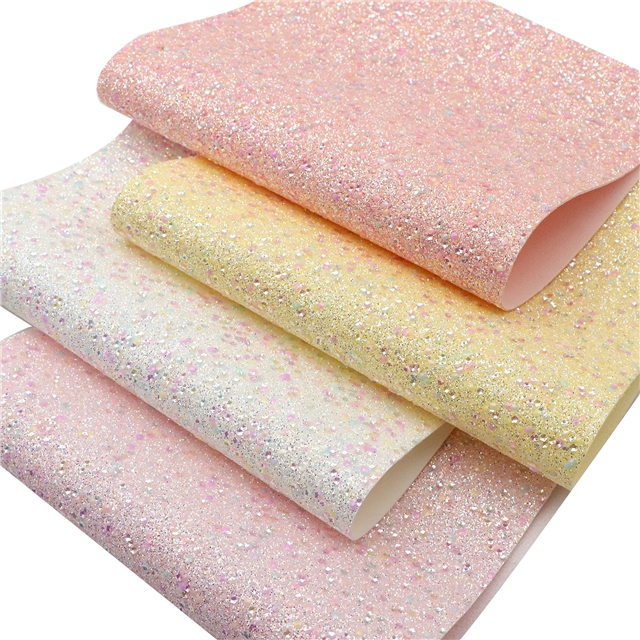 synthetic leather chunky colorful glitter sequins flower faux leather