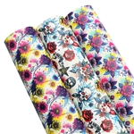 flower skull series smooth self printed faux leather set (3 pcs/set)