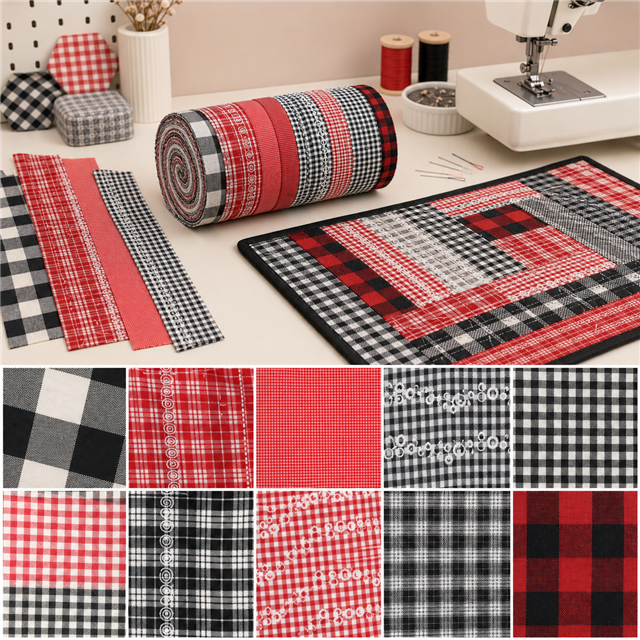plaid series sliced fabric set (10 styles/set,each size:6.3*50cm(2-1/2*19.7