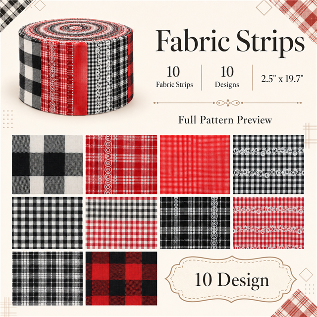 plaid series sliced fabric set (10 styles/set,each size:6.3*50cm(2-1/2*19.7
