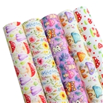 animal mushrooms series smooth self printed faux leather set (5 pcs/set)