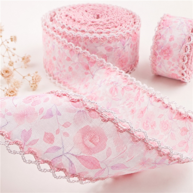 flower double layer two-color hook ribbon（5yard/roll）