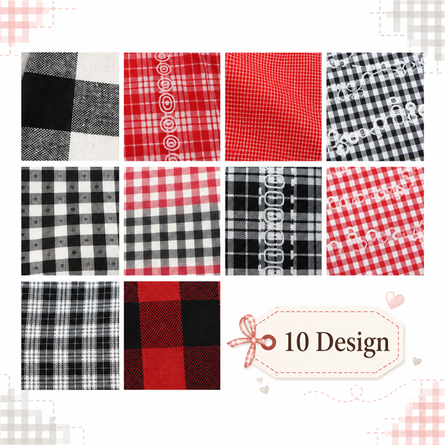 plaid series sliced fabric set (10 styles/set,each size:6.3*50cm(2-1/2*19.7