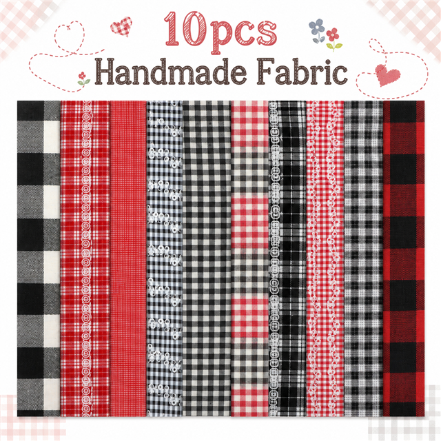 plaid series sliced fabric set (10 styles/set,each size:6.3*50cm(2-1/2*19.7
