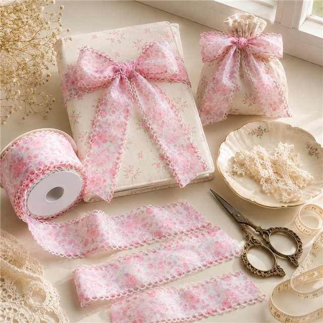 flower double layer two-color hook ribbon（5yard/roll）