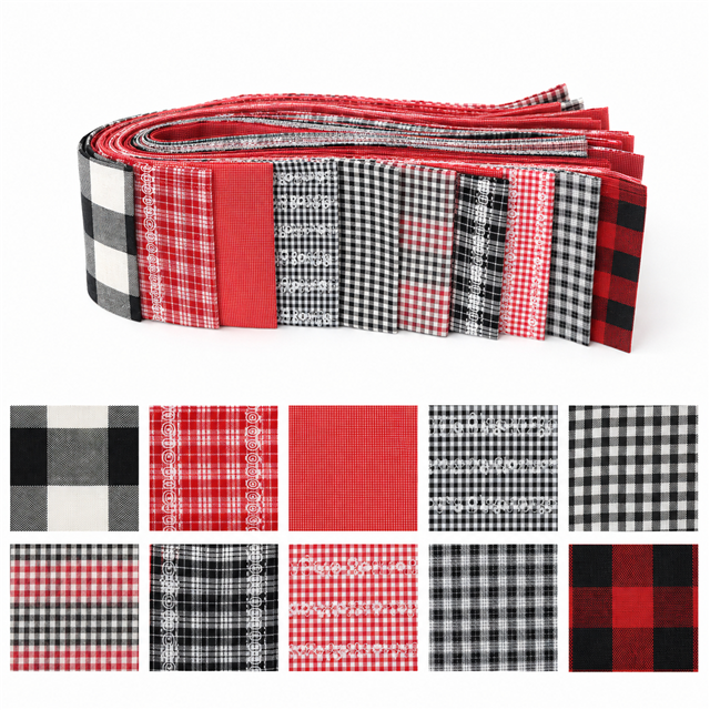 plaid series sliced fabric set (10 styles/set,each size:6.3*50cm(2-1/2*19.7