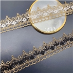 36mm single sided gold thread embroidery flower lace