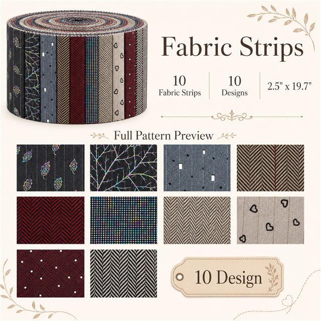 herringbone pattern twill series sliced fabric set (10 styles/set,each size:6.3*50cm(2-1/2*19.7