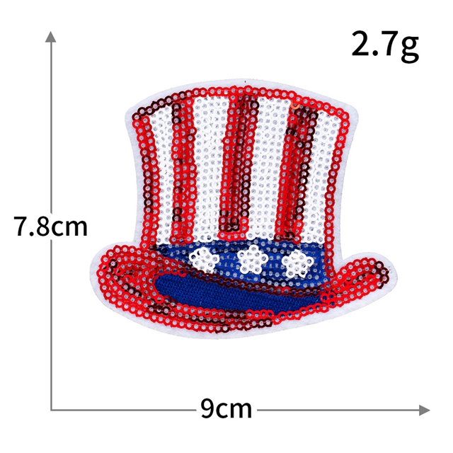 back with glue rayon+polyester independence day sequins embroidery patch (back with glue)