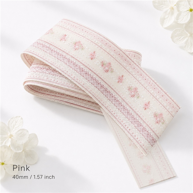 stripe single sided flora bump texture dot ribbon