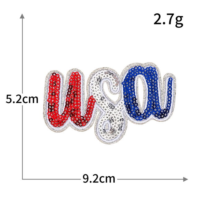 back with glue rayon+polyester independence day sequins embroidery patch (back with glue)