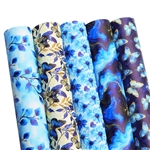 blue butterfly flower series smooth self printed faux leather set (5 pcs/set)