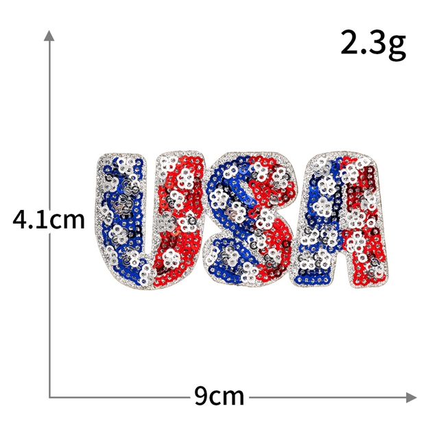 back with glue rayon+polyester independence day sequins embroidery patch (back with glue)