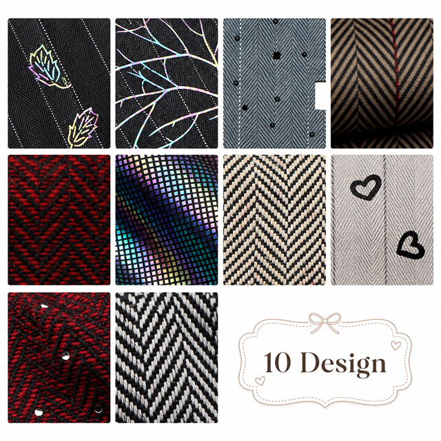 herringbone pattern twill series sliced fabric set (10 styles/set,each size:6.3*50cm(2-1/2*19.7