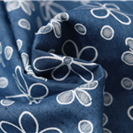 broken hole offset printing flower denim fabric