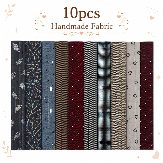 herringbone pattern twill series sliced fabric set (10 styles/set,each size:6.3*50cm(2-1/2*19.7