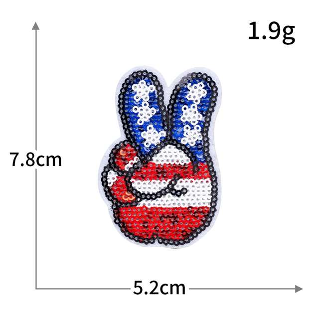 back with glue rayon+polyester independence day sequins embroidery patch (back with glue)