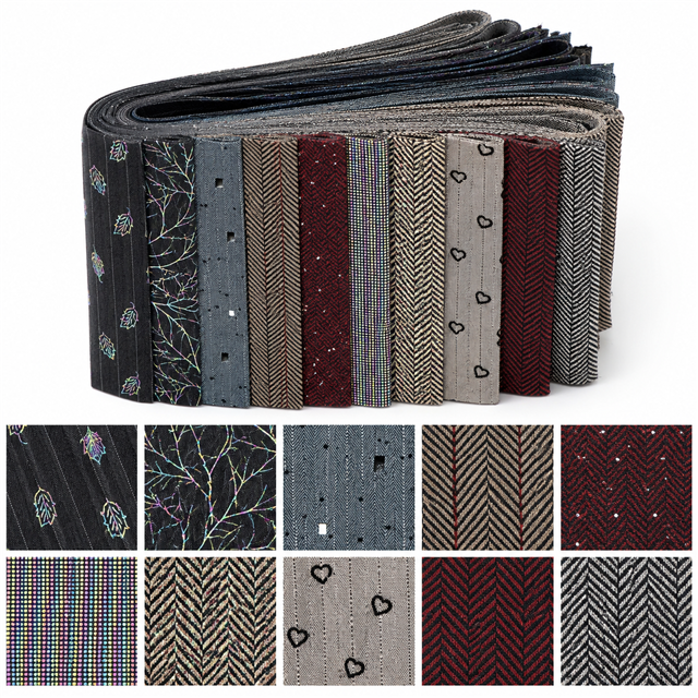 herringbone pattern twill series sliced fabric set (10 styles/set,each size:6.3*50cm(2-1/2*19.7