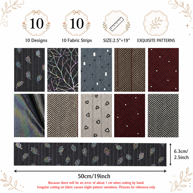 herringbone pattern twill series sliced fabric set (10 styles/set,each size:6.3*50cm(2-1/2*19.7