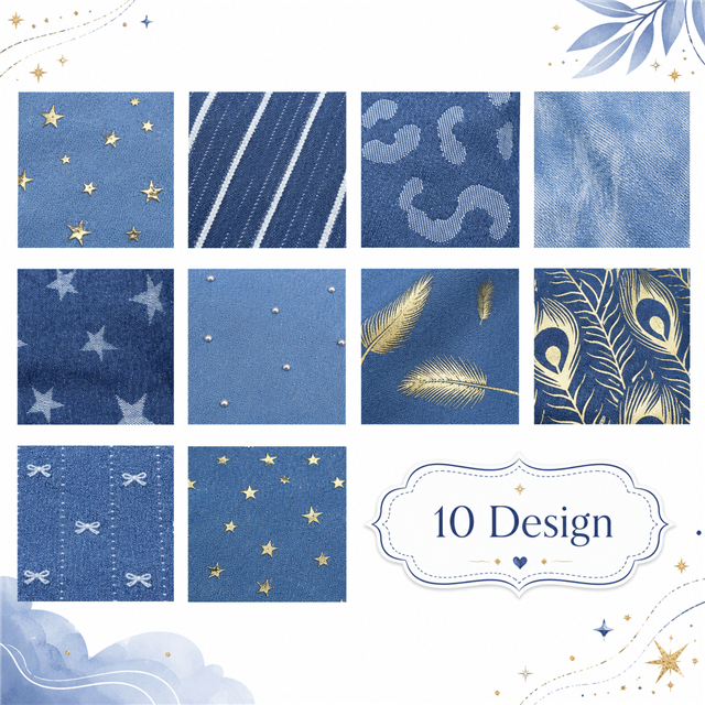 denim series sliced fabric set (10 styles/set,each size:6.3*50cm(2-1/2*19.7