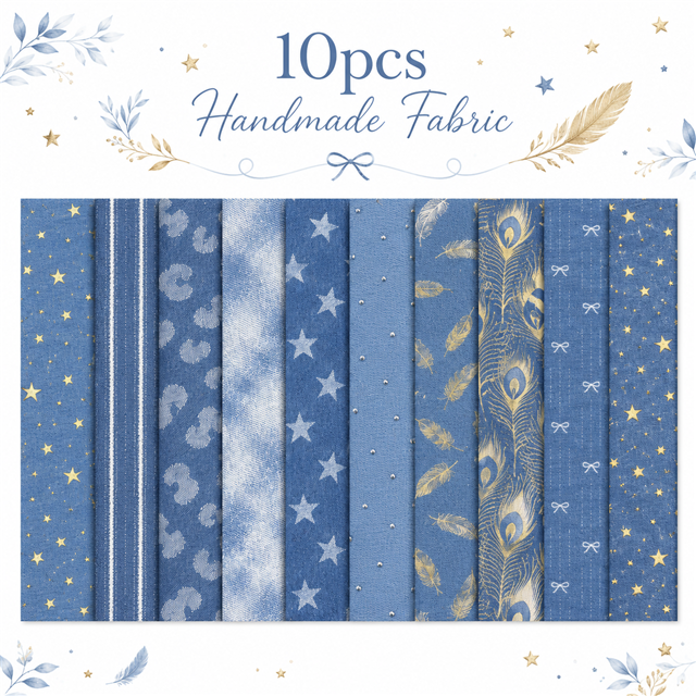 denim series sliced fabric set (10 styles/set,each size:6.3*50cm(2-1/2*19.7