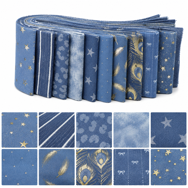 denim series sliced fabric set (10 styles/set,each size:6.3*50cm(2-1/2*19.7