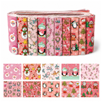 pink christmas series polyester cotton sliced fabric set (10 styles/set,each size:6.3*50cm)